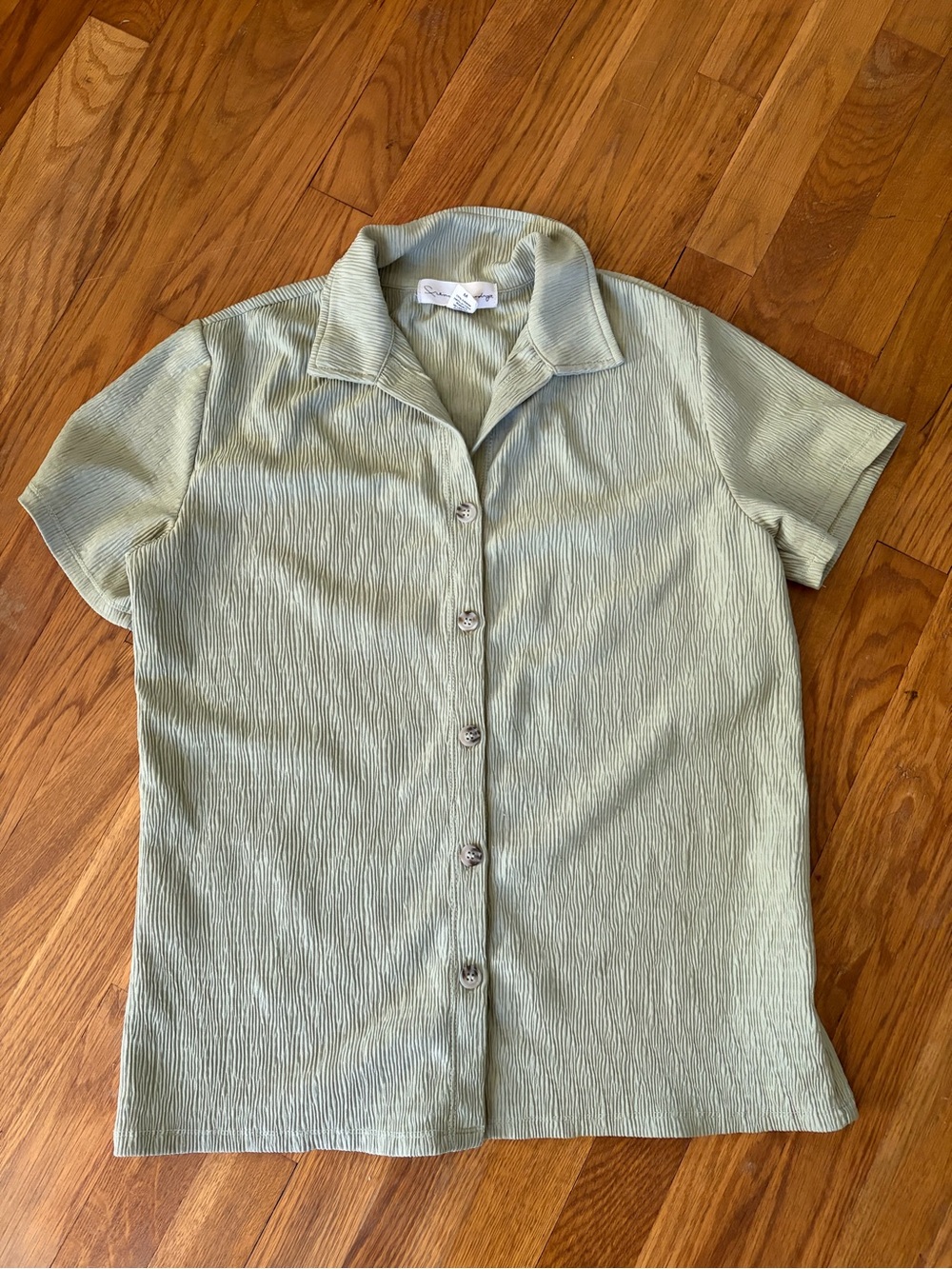 French Laundry Sage Green Short-Sleeve Button Front Top